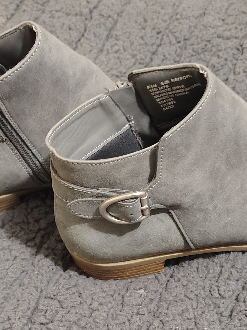 St. John's Bay Gray Suede Ankle Booties with Side Buckle